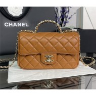 Chanel SMALL FLAP BAG With Top Diamond Handle Lambskin & Gold-Tone Metal AS4141 Caramel High