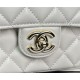 Chanel SMALL FLAP BAG With Top Diamond Handle Lambskin & Gold-Tone Metal AS4141 White High