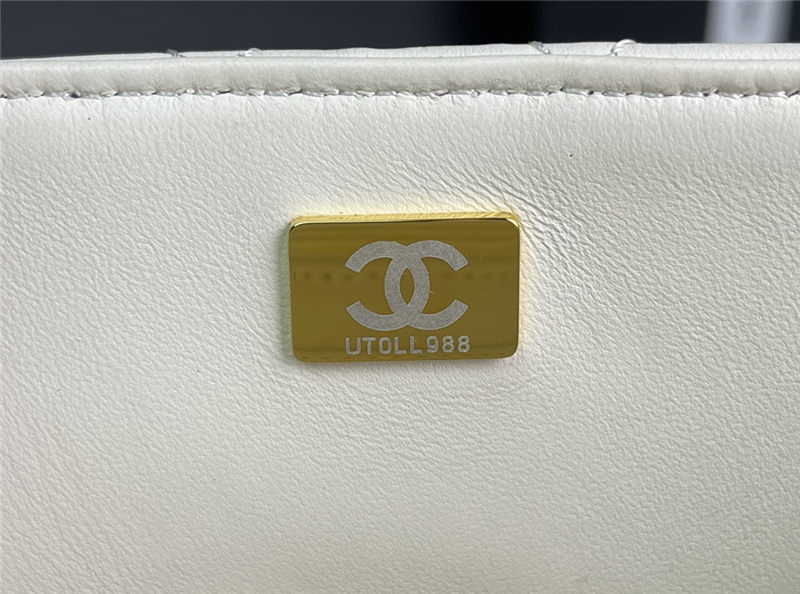 Chanel SMALL FLAP BAG With Top Diamond Handle Lambskin & Gold-Tone Metal AS4141 White High