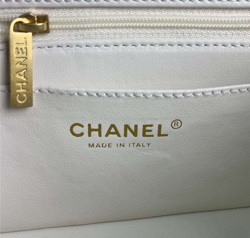 Chanel SMALL FLAP BAG With Top Diamond Handle Lambskin & Gold-Tone Metal AS4141 White High