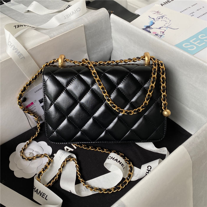 Chanel MINI FLAP BAG Calfskin & Gold-Tone Metal AS2615 Black A