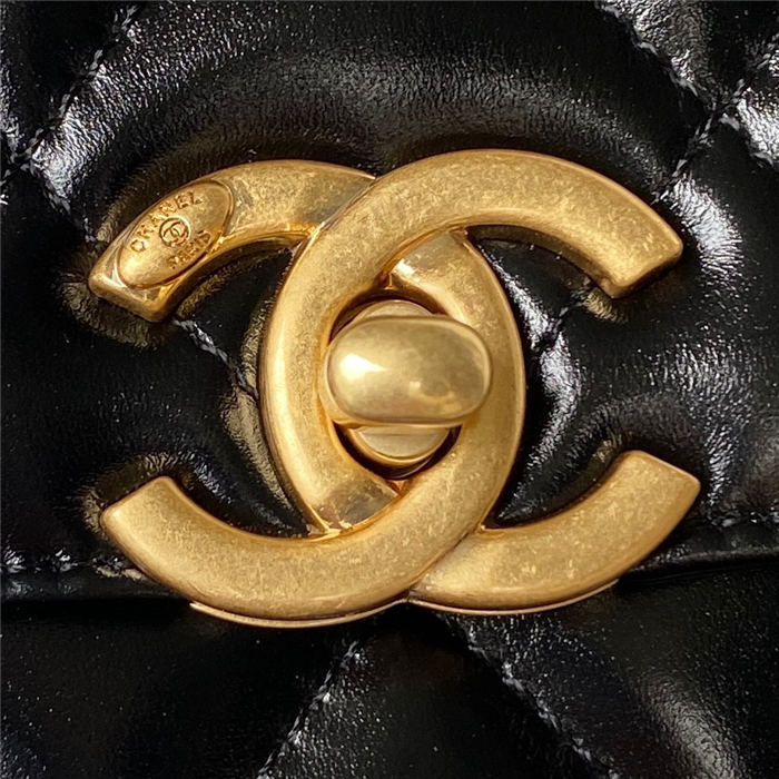 Chanel MINI FLAP BAG Calfskin & Gold-Tone Metal AS2615 Black A