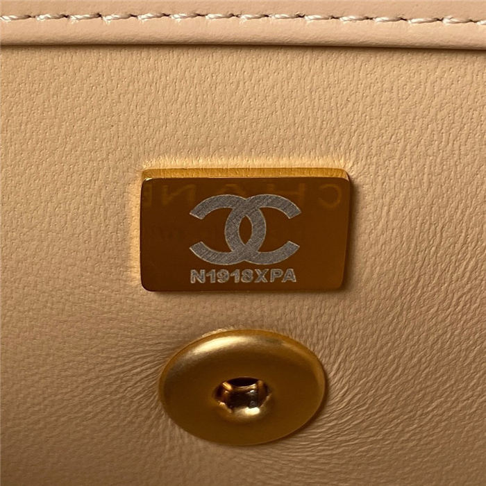 Chanel MINI FLAP BAG Calfskin & Gold-Tone Metal AS2615 Beige A