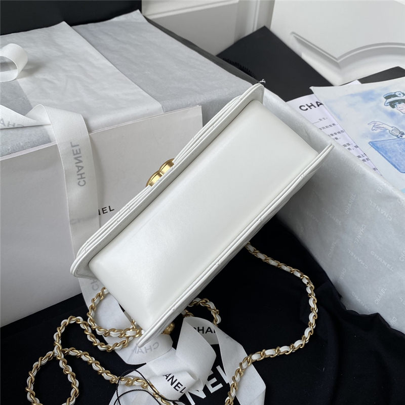 Chanel MINI FLAP BAG Calfskin & Gold-Tone Metal AS2615 White A