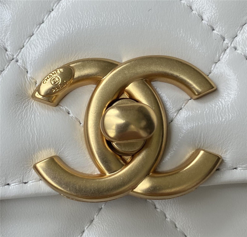 Chanel MINI FLAP BAG Calfskin & Gold-Tone Metal AS2615 White A