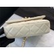 MINI FLAP BAG Calfskin, Imitation Pearls & Gold-Tone Metal White High