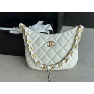 HOBO HANDBAG AS3562 Lambskin & Gold-Tone Metal White High