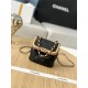 MINI Chanel KISS LOCK BAG Lambskin Gold-Tone Metal White High