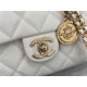 Chanel SMALL FLAP BAG Grained Calfskin & Gold-Tone Metal AS2528 White High