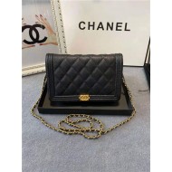 BOY Chanel WALLET ON CHAIN Grained Calfskin & Gold-Tone Metal Black High