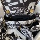 MINI FLAP BAG Printed Fabric & Gold-Tone Metal Gray & Black A