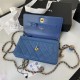 WALLET ON CHAIN Denim & Gold-Tone Metal Dk-Blue AP1450 A