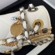 MINI FLAP BAG Lambskin, Glass Pearls, Imitation Pearls, Strass, Gold, Silver & Ruthenium Finish Metal White A