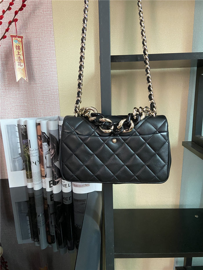 Chanel FLAP BAG AS1354 Lambskin & Gold-Tone Metal Black High