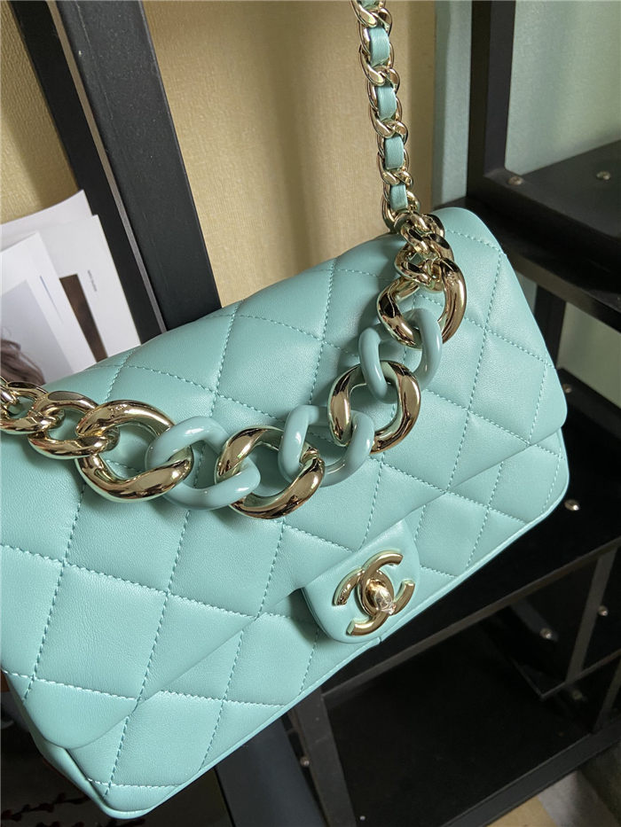 Chanel FLAP BAG AS1354 Lambskin & Gold-Tone Metal Blue High