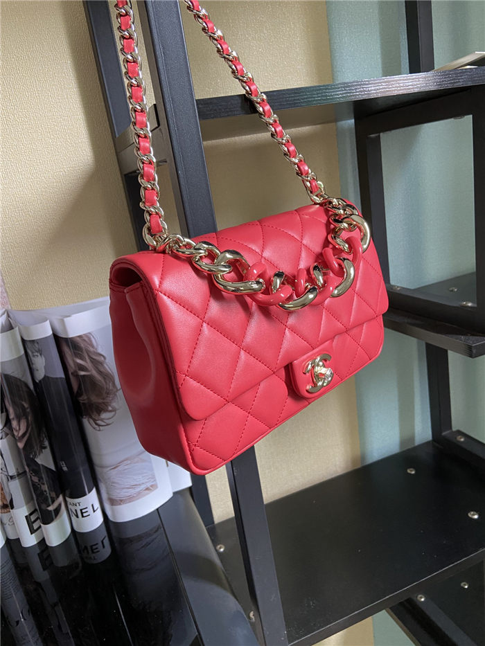 Chanel FLAP BAG AS1354 Lambskin & Gold-Tone Metal Red High