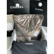 Chanel 22 LARGE HANDBAG Shiny Calfskin & Gold-Tone Metal AS3262 Ruthenium High