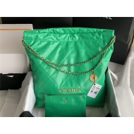 Chanel 22 LARGE HANDBAG Shiny Calfskin & Gold-Tone Metal AS3262 Green High