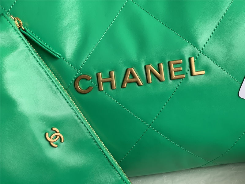 Chanel 22 LARGE HANDBAG Shiny Calfskin & Gold-Tone Metal AS3262 Green High