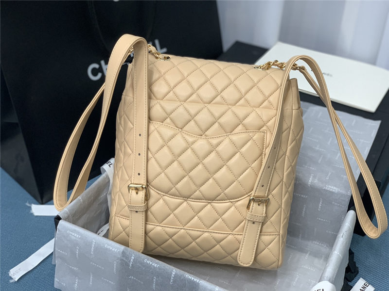 Chanel Medium Backpack Lambskin 91121 Gold-Metal Nude High