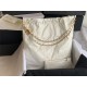 Chanel 22 LARGE HANDBAG Shiny Calfskin & Gold-Tone Metal AS3262 White High