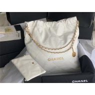 Chanel 22 LARGE HANDBAG Shiny Calfskin & Gold-Tone Metal AS3262 White High