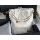 Chanel 22 LARGE HANDBAG Shiny Calfskin & Gold-Tone Metal AS3262 White High