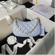 Chanel HOBO BAG AS3786 Lambskin & Gold Metal Blue A