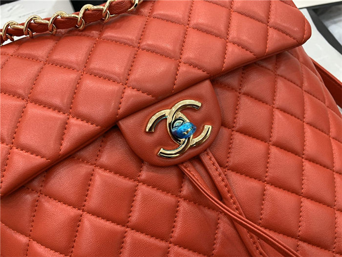 Chanel Large Backpack Lambskin 91122 Gold-Metal Red High