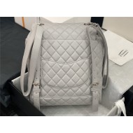 Chanel Large Backpack Lambskin 91122 Silver-Metal Grey High