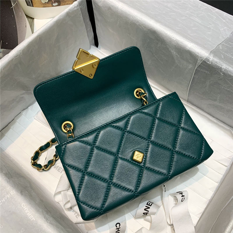 Chanel MINI FLAP BAG Lambskin Plexi & Gold-Tone Metal Green High