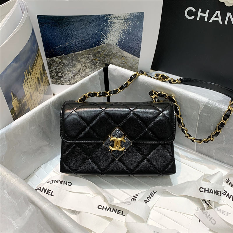 Chanel MINI FLAP BAG Lambskin Plexi & Gold-Tone Metal Black High