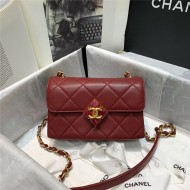 Chanel MINI FLAP BAG Lambskin Plexi & Gold-Tone Metal Burgundy High