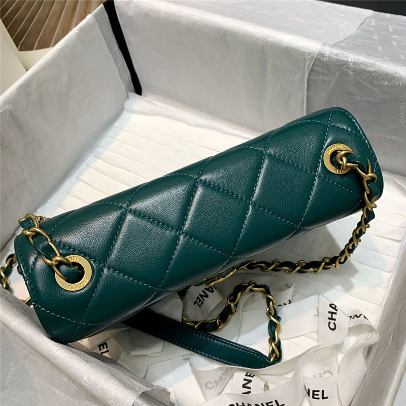 Chanel SMALL FLAP BAG Lambskin Plexi & Gold-Tone Metal Green High