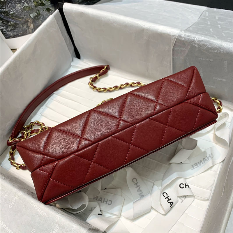 Chanel SMALL FLAP BAG Lambskin Plexi & Gold-Tone Metal Burgundy High