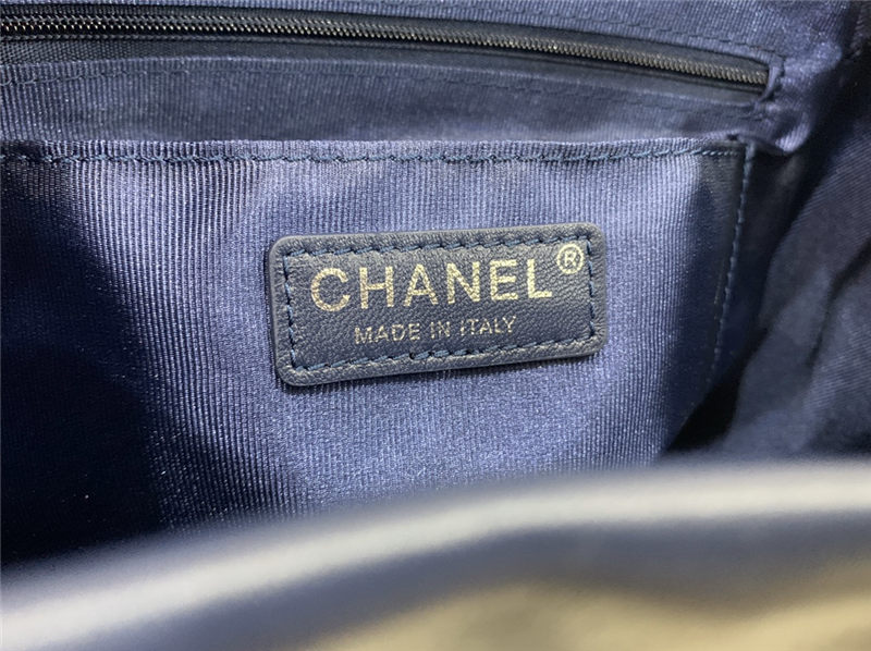 Chanel Large Backpack Lambskin 91122 Silver-Metal Navy High