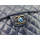 Chanel Large Backpack Lambskin 91122 Silver-Metal Navy High