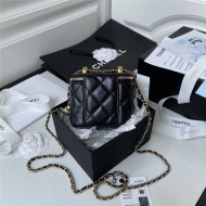 Chanel SMALL VANITY WITH CHAIN Calfskin & Gold-Tone Metal AP2292 Black A