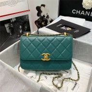 Chanel SMALL FLAP BAG Calfskin & Gold-Tone Metal AS2649 Green High