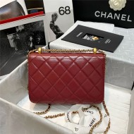 Chanel SMALL FLAP BAG Calfskin & Gold-Tone Metal AS2649 Burgundy High