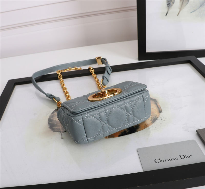 MICRO Dior CARO BAG Supple Cannage Calfskin Blue High