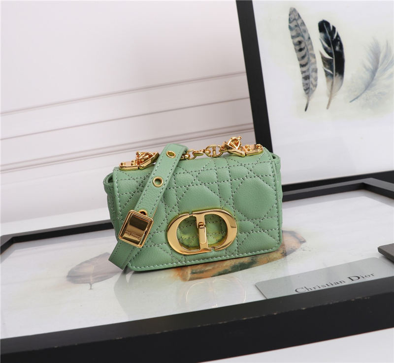 MICRO Dior CARO BAG Supple Cannage Calfskin Green High