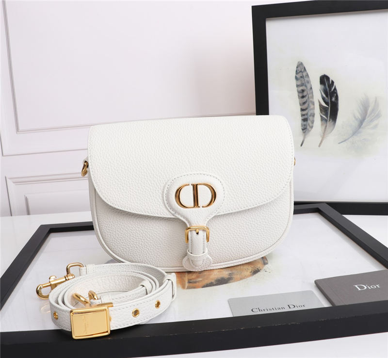 MEDIUM Dior BOBBY BAG Grained Calfskin White High