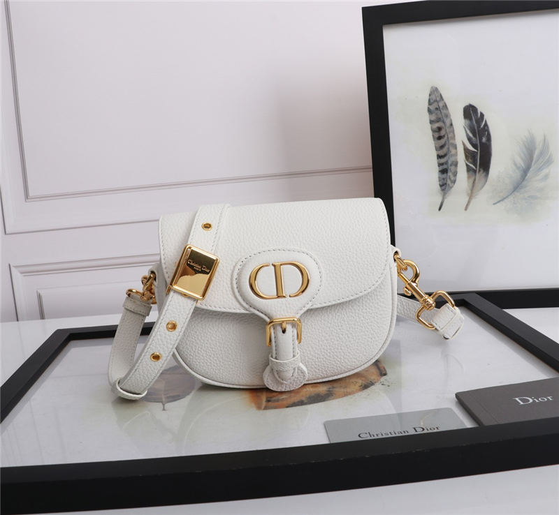 SMALL Dior BOBBY BAG Grained Calfskin White High