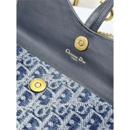 Saddle Pouch with Chain Dior Oblique Jacquard Denim High