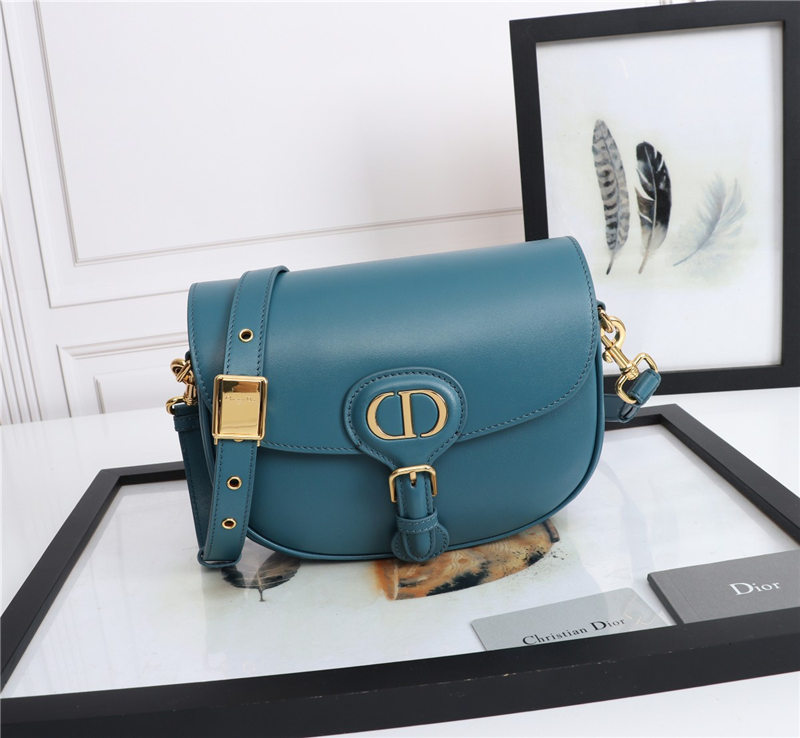 MEDIUM Dior BOBBY BAG Box Calfskin Steel Blue High