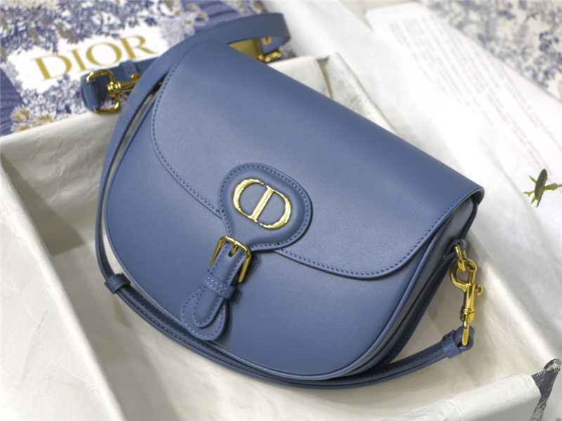 MEDIUM Dior BOBBY BAG Box Calfskin Denim Blue High