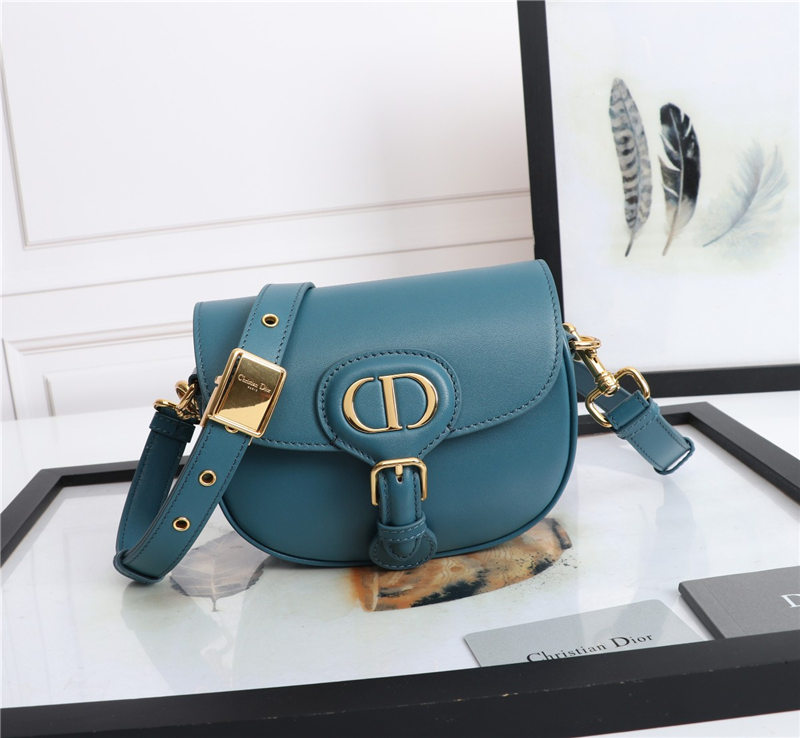 SMALL Dior BOBBY BAG Box Calfskin Steel Blue High