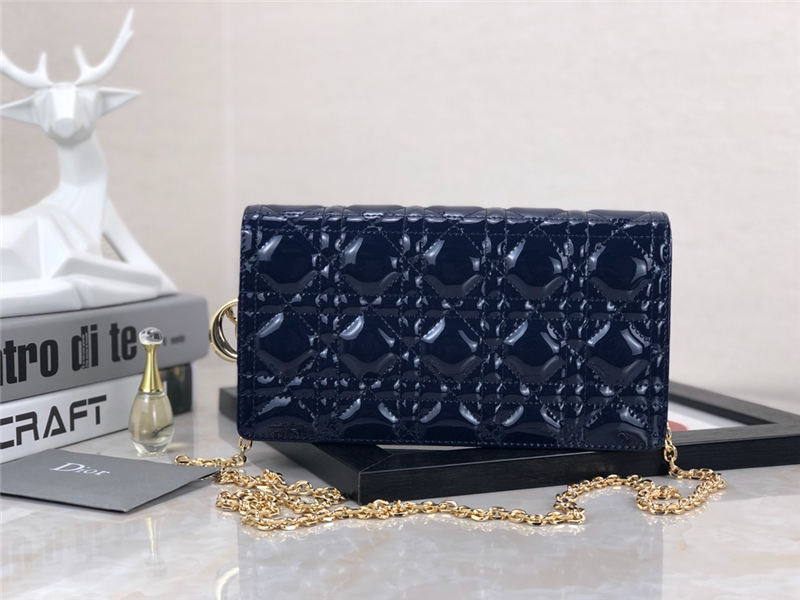 LADY Dior POUCH Patent Cannage Calfskin Indigo Blue High