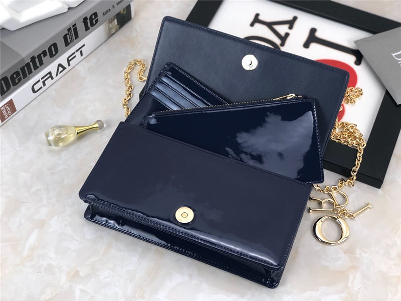 LADY Dior POUCH Patent Cannage Calfskin Indigo Blue High